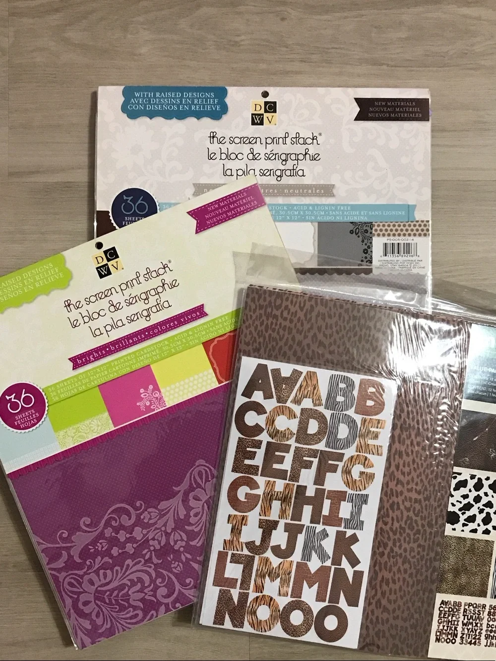 DCWV The Screen Print Stack Neutral Paper Pack with Navy & Brown Accents